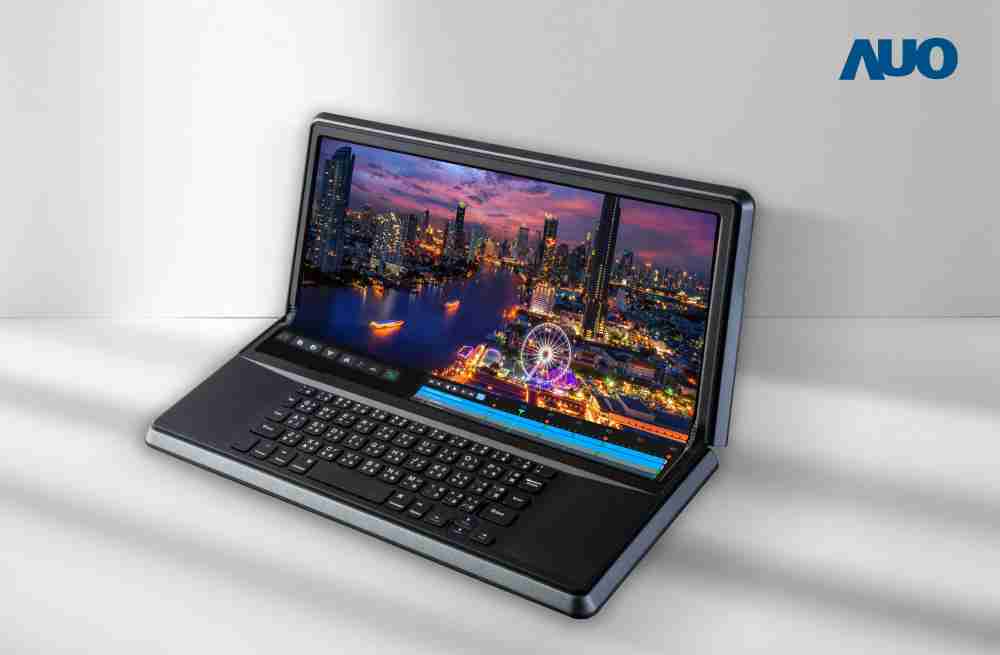 蓝狮在线14.6吋Micro LED折迭显示屏幕，，搭配半径4mm的弯折绞炼，，，，以及高画素、、高亮度、、、、高对比度的显示技术特点，，，即便在大视角下仍保有绝佳色相与亮度